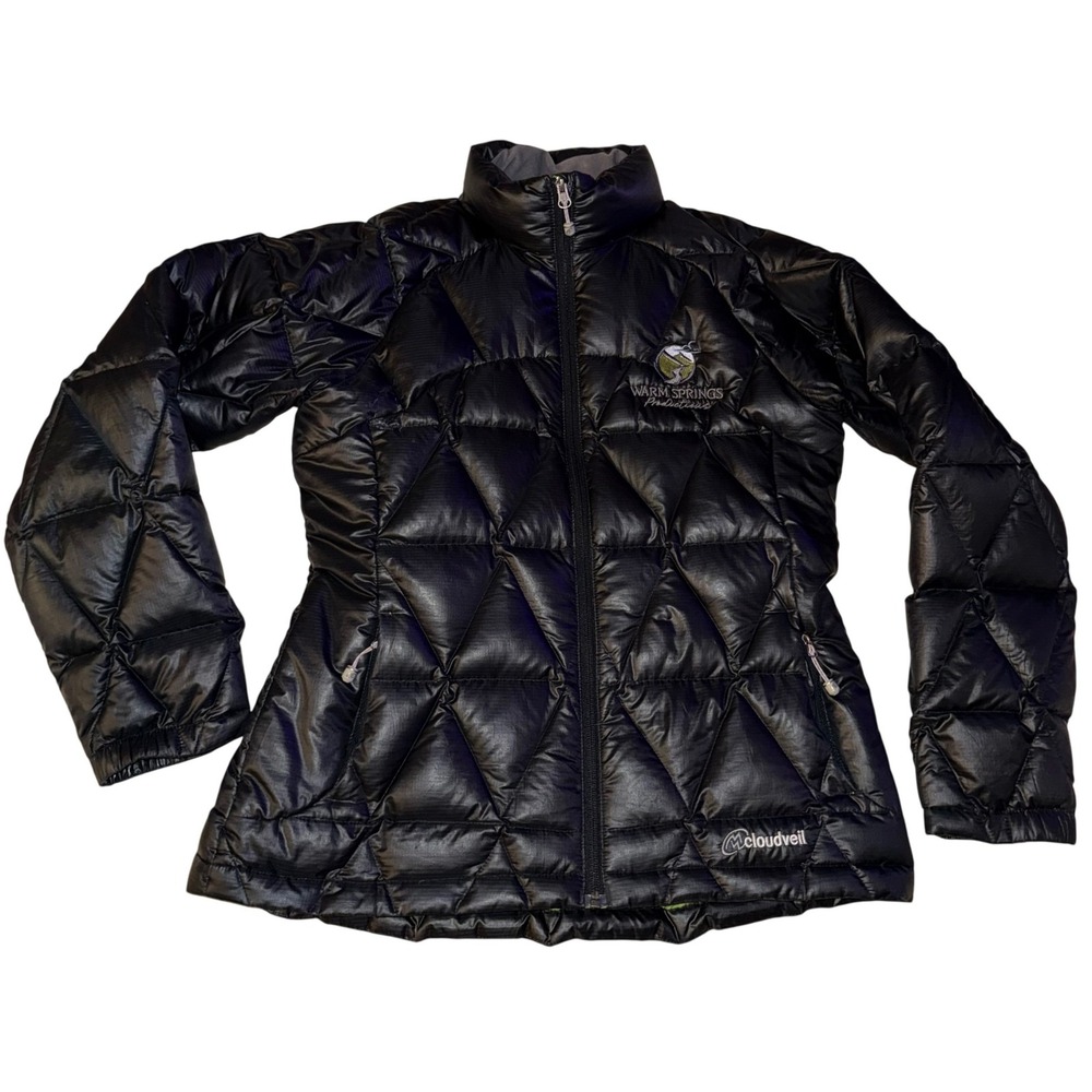 Goose Down Puffer Jacket Black Quilted Zip Up Women's Outerwear Suze Small